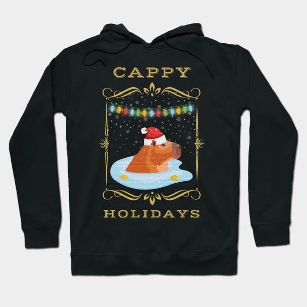 Christmas Capybara  Holiday Winter Hoodie by Tidio Art